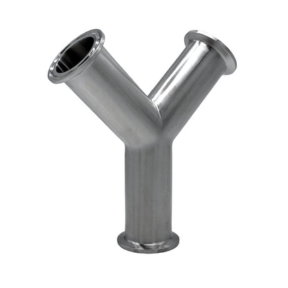 1.000" OD 16ga Tri-Clamp True Wye - (28BMP) - Polished OD/ID - 304 Stainless