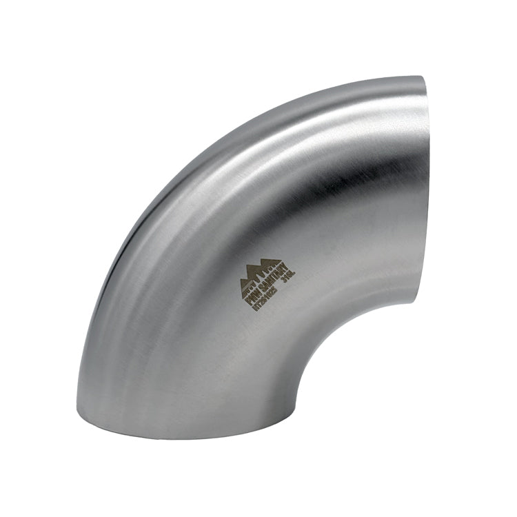 4.000" OD 14ga Tight Radius Butt-Weld 90° Elbow - (2WCL - Special) - Polished OD/ID - 316L Stainless