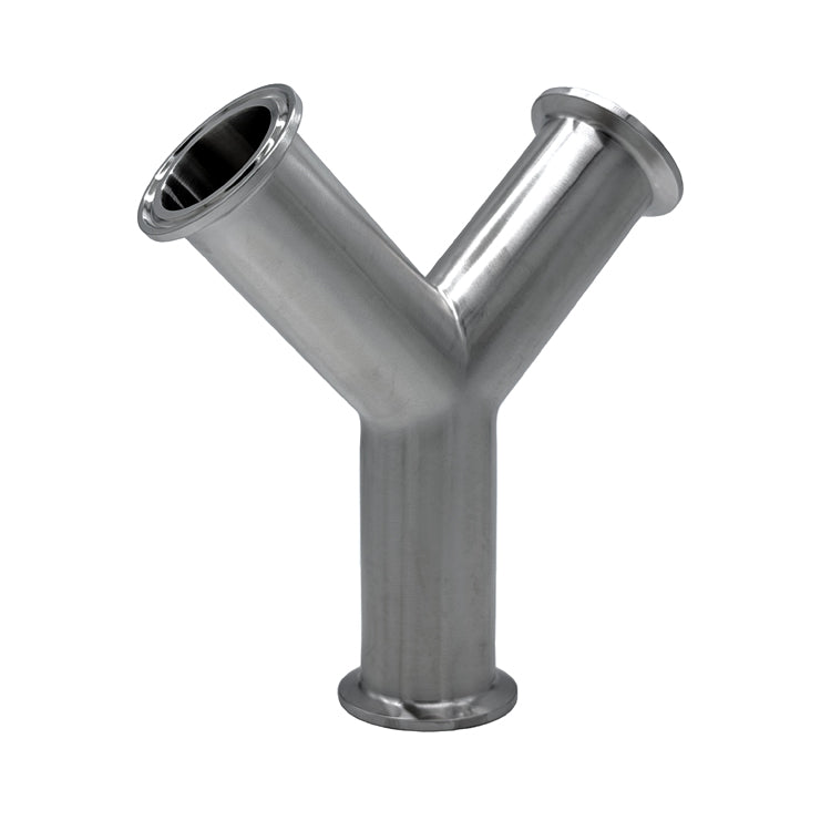 1.500" OD 16ga Tri-Clamp True Wye - (28BMP) - Polished OD/ID - 316L Stainless