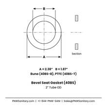 2.000" Bevel Seat Gasket - (40BS-T) - PTFE (Teflon), White
