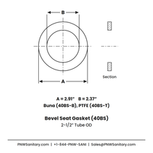2.500" Bevel Seat Gasket - (40BS-T) - PTFE (Teflon), White