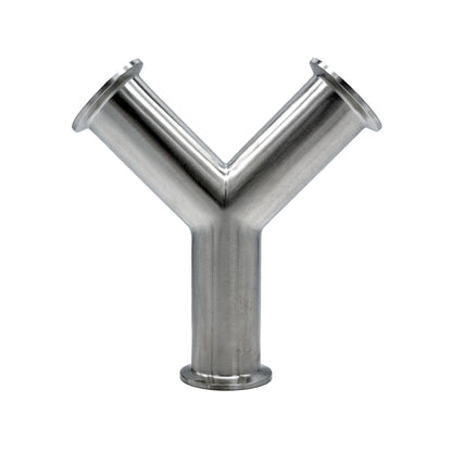 3.000" OD 16ga Tri-Clamp True Wye - (28BMP) - Polished OD/ID - 316L Stainless