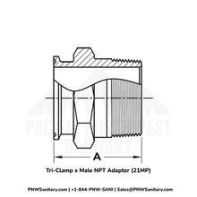 Tri-Clamp x Male NPT Adapter - 1.000" Tri-Clamp x 1" MNPT - (21MP) - 304 Stainless