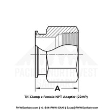 Tri-Clamp x Female NPT Adapter - 1.000" Tri-Clamp x 1" FNPT - (22MP) - 304 Stainless