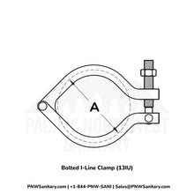 1.000" & 1.500" Bolted I-Line Clamp - (13IU) - 304 Stainless