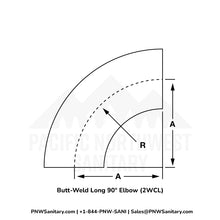 0.500" OD 16ga Butt-Weld 90° Elbow - (2WCL) - Polished OD/ID - 304 Stainless