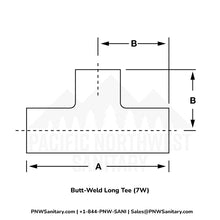 0.500" OD 16ga Long Tee Butt-Weld - (7W) - Polished OD/ID - 304 Stainless