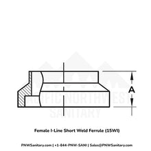 3.000" Female I-Line Short Weld Ferrule - (15WI) - 304 Stainless