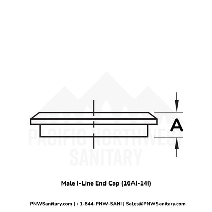 2.000" Male I-Line End Cap - (16AI-14I) - 316L Stainless