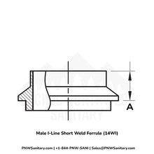 2.500" Male I-Line Short Weld Ferrule - (14WI) - 304 Stainless