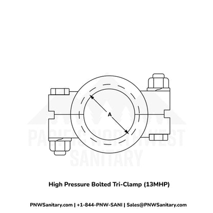 0.500" & 0.750" High Pressure Bolted Tri-Clamp - (13MHP) - 304 Stainless