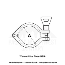 1.000" & 1.500" Wingnut I-Line Clamp - (13IS) - 304 Stainless